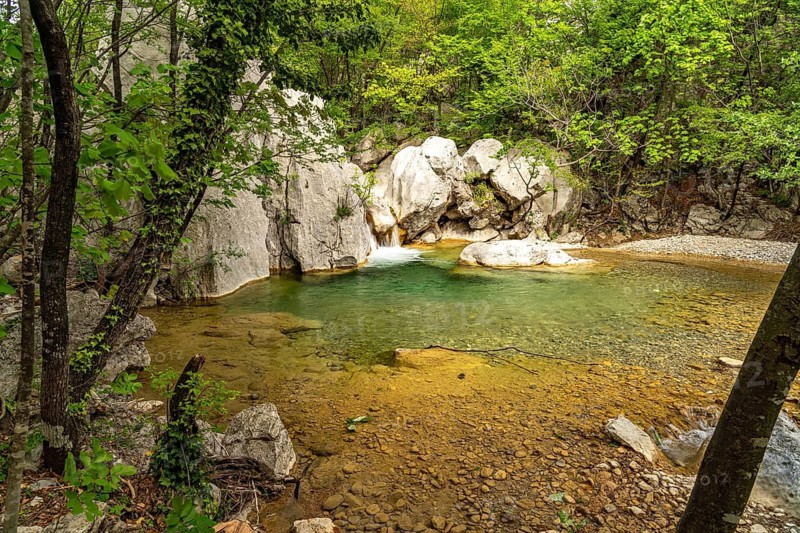 Waterfall in the Velika Paklenica gorge in Paklenica National Park, Croatia