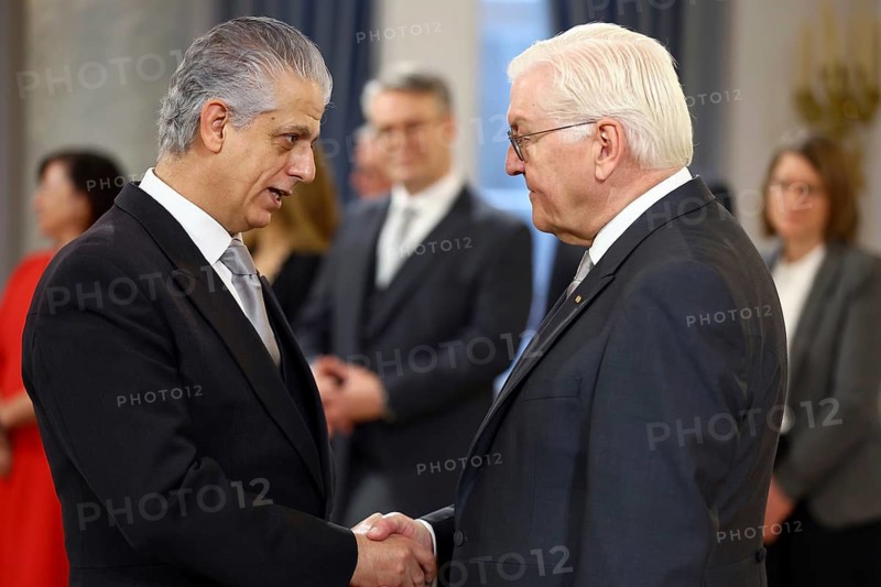 Fayiz Farhan Saleh Khouri Jordan is received by Frank-Walter Steinmeier (President of the Federal Republic of Germany) in front of the Federal President's New Year's Reception at Bellevue Palace, Berlin 14 January 2025