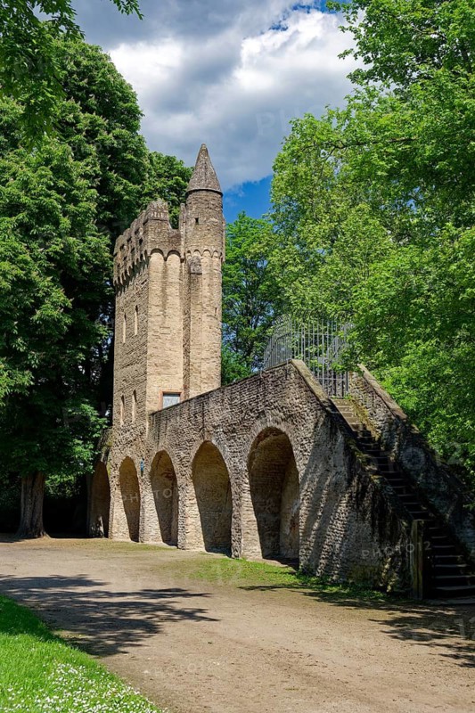 Heidentürmchen, wall tower with city wall, cathedral garden of Speyer, Speyer, Rhineland-Palatinate, Germany