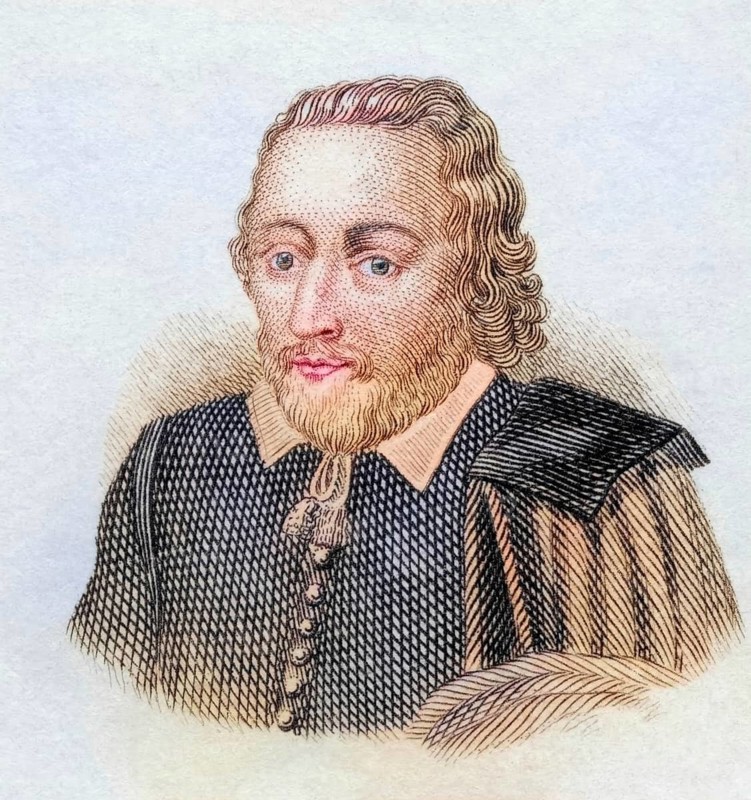 Philip Massinger, (born 1583 or 24 November 1584, died probably 18 March 1640 in London) was an English playwright, coloured woodcut from Crabbe's Historical Dictionary from 1825, Historical, digital reproduction