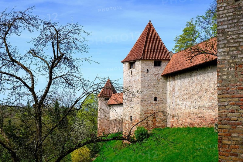 Castle wall, Trausnitz Castle, Landshut, Lower Bavaria, Bavaria, Germany