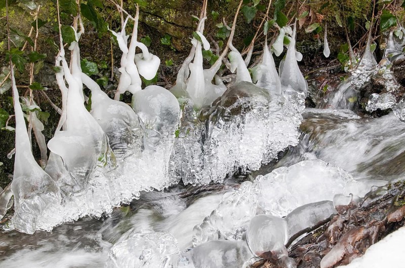 Stream, brook, ice, flowing water, ice, landscape, snow, snow, winter