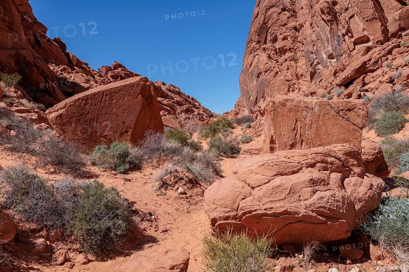 Rock formations along the Fire Canyon Overlook Trail at Valley of Fire State Park near Overton, Nevada