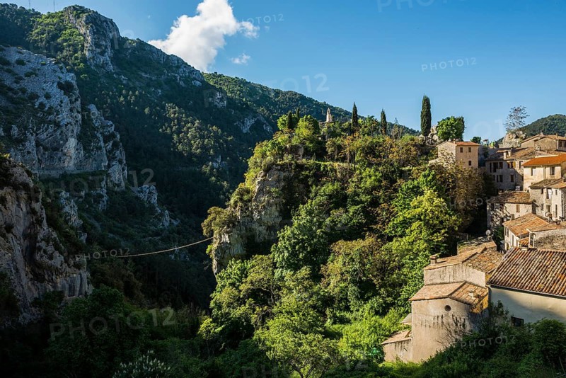 Picturesque medieval mountain village, Peille, near Monaco, Cote d'Azur, Alpes-Maritimes, Provence-Alpes-Cote-d'Azur, South of France, France