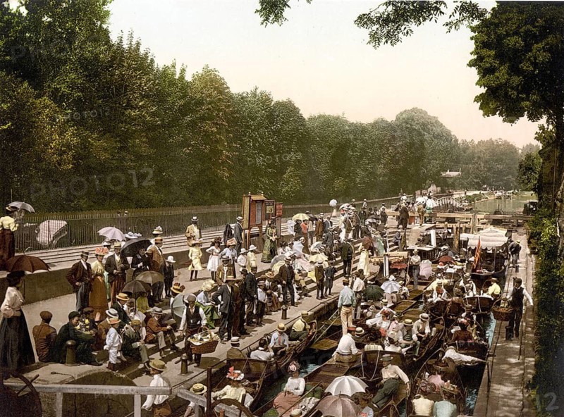 Windsor, Boulters Lock, Berkshire, England / Boulter's Lock, England, Historic, digitally restored reproduction from a 19th century original, 1880, Record date not stated