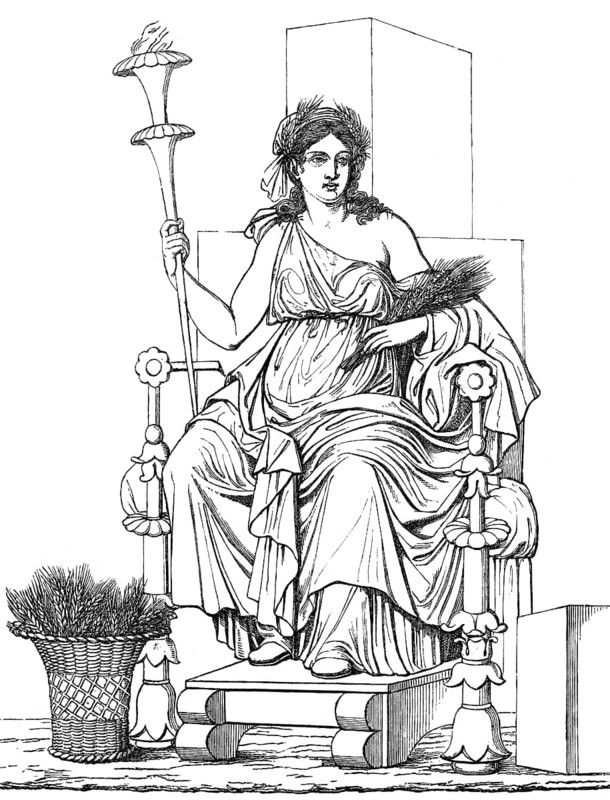 Demeter the goddess of the harvest and agriculture, Greek mythology