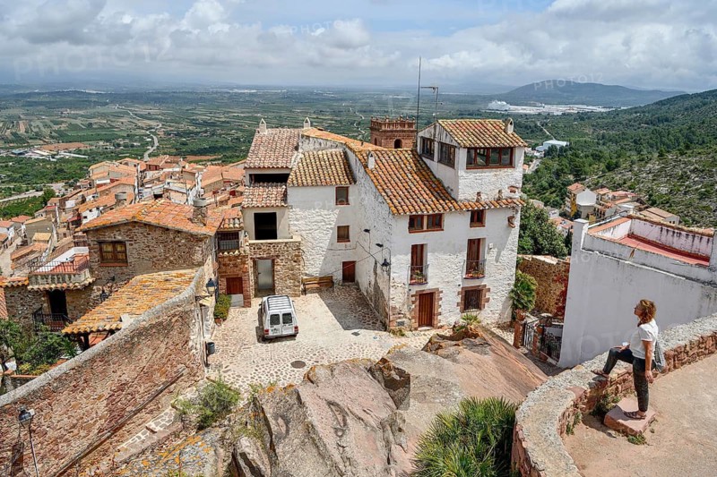 View from the castle Castell de Vilafamés to Vilafamés, province Castellón, Communitat Valenciana, Spain