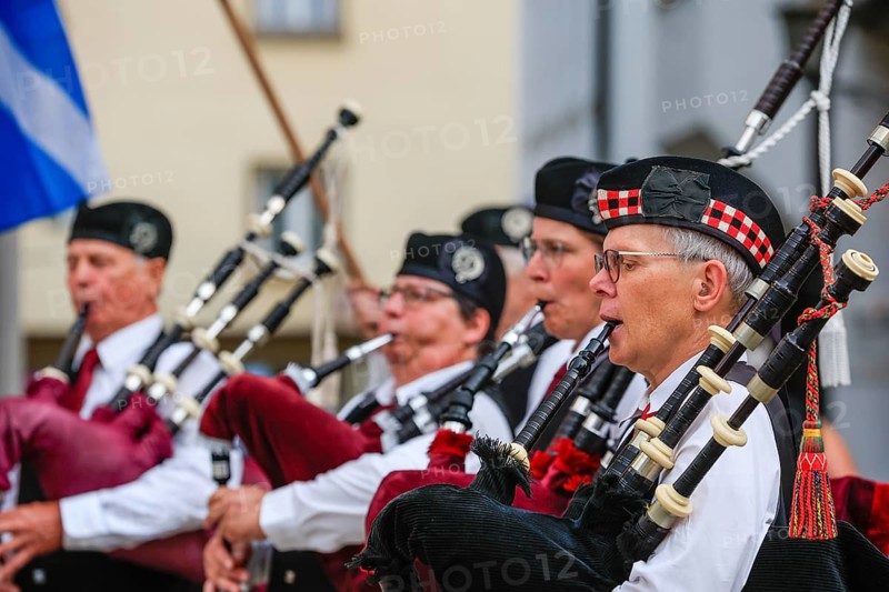 Bagpipe orchestra, Pipe concert, Sigmaringen, Baden-Württemberg, Germany