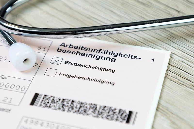 Close-up of a certificate of incapacity for work
