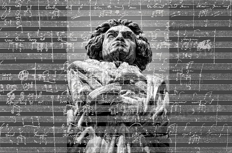 Hand-written musical notation by Ludwig van Beethoven, love song, Zärtliche Liebe, 1795, Beethoven Monument, Bonn, Germany