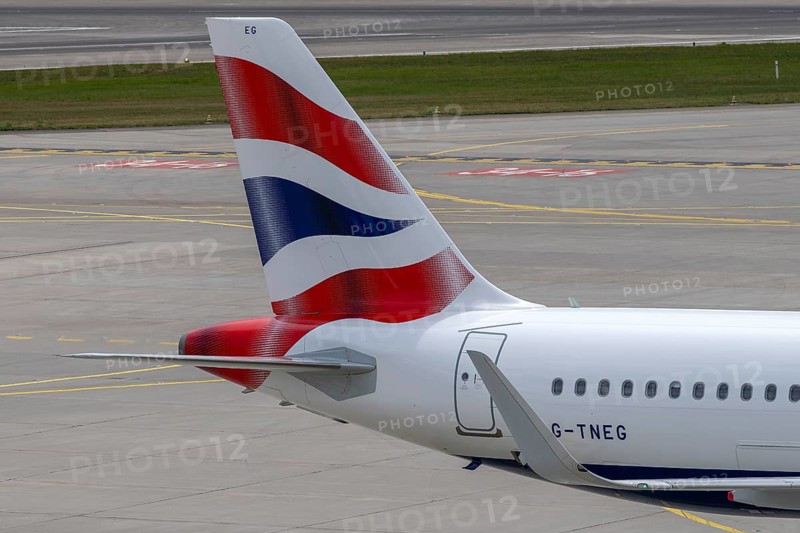 British Airways Airbus A321-251NX tail fin aircraft, G-TNEG, Zürich Kloten, Switzerland