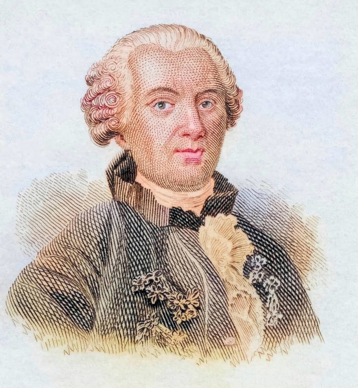 Georges-Louis Leclerc, Comte De Buffon, 1707 to 1788, French naturalist, mathematician, cosmologist and encyclopaedic author, coloured woodcut from Crabbe's Historical Dictionary from 1825, Historical, digital reproduction