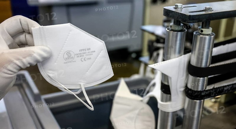 Wuppertal, North Rhine-Westphalia, Germany - FFP2 masks production Made In Germany at Sentias German Care