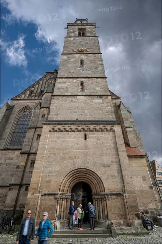 Late Gothic hall church of St George, Weinmarkt, Dinkelsbühl, Bavaria, Germany