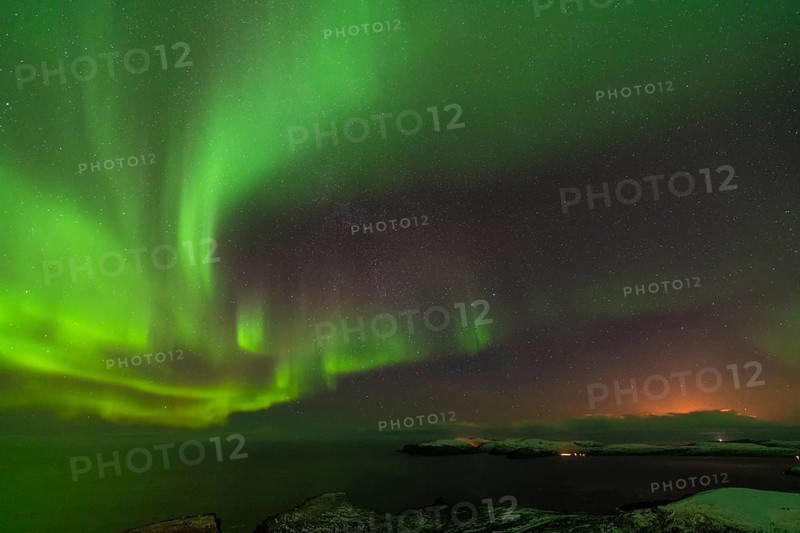 Northern Lights (Aurora borealis) over the Norwegian Sea, Söröya, Finnmark, Norway, December 2018