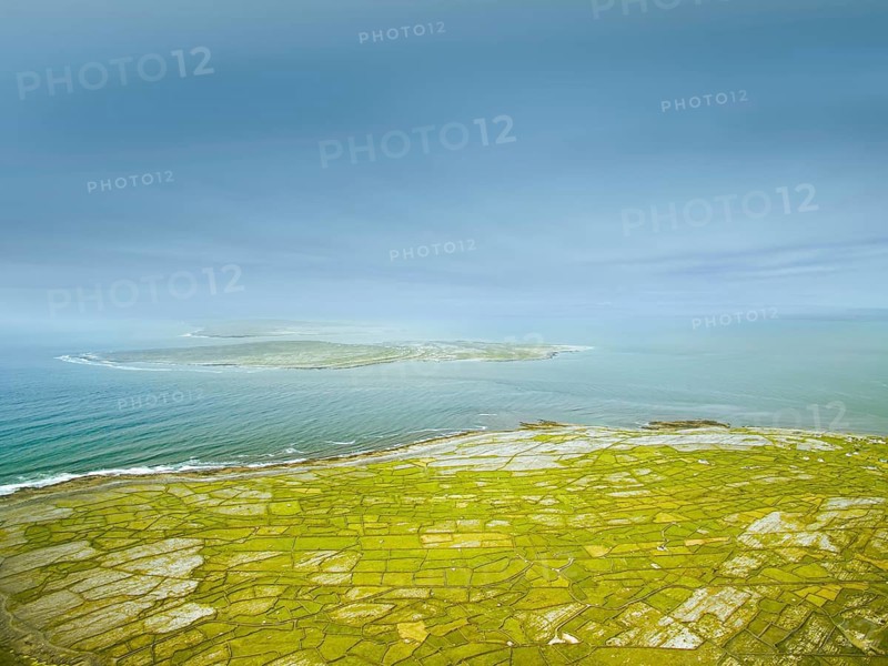 Beautiful aerial landscape of Inisheer Island, part of Aran Islands, Ireland. Inishmore, Inishmaan, Inisheer all three islands. Ireland