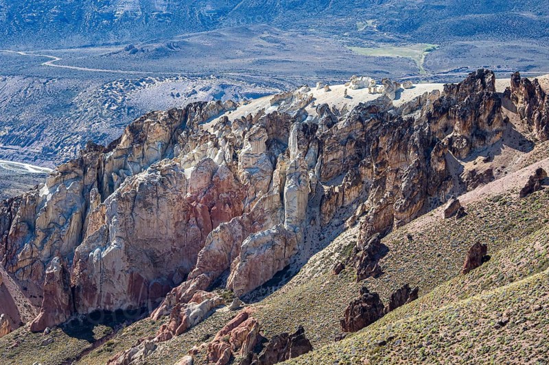 Colorful rock formations in the Valle Lunar, section of the Jeinimeni National Park, Patagonia, Chile