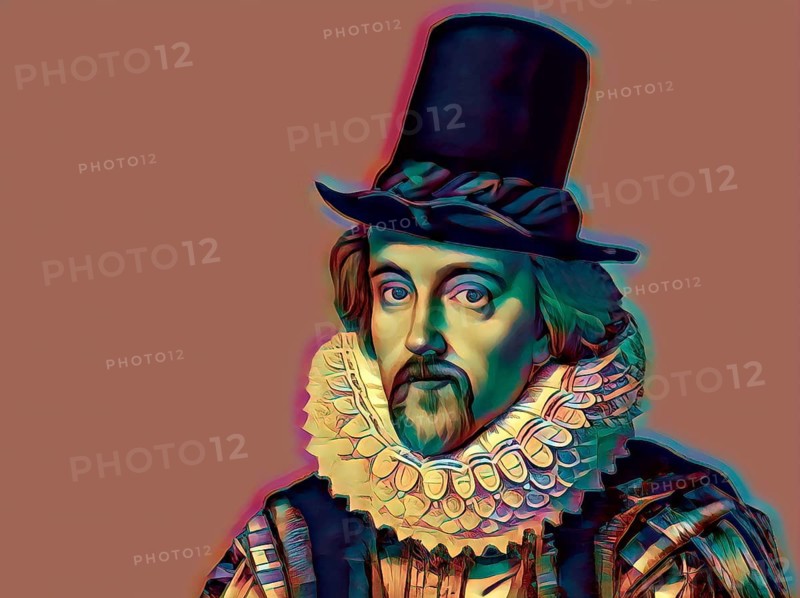 Portrait of Sir Francis Bacon, Baron Baco of Verulam, 1561 - 1626, English lawyer, statesman, essayist, historian, intellectual reformer, philosopher and scientist, digitally edited