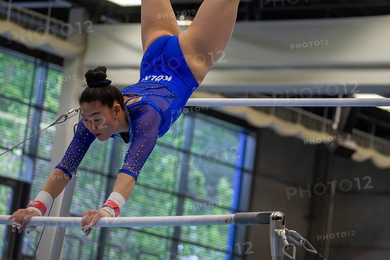 German Gymnastics League (Bundesliga) for woman, 1st competition day 2025 in Mannheim***Picture: Aiyu Zhu (TZ DSHS Cologne) on uneven bars