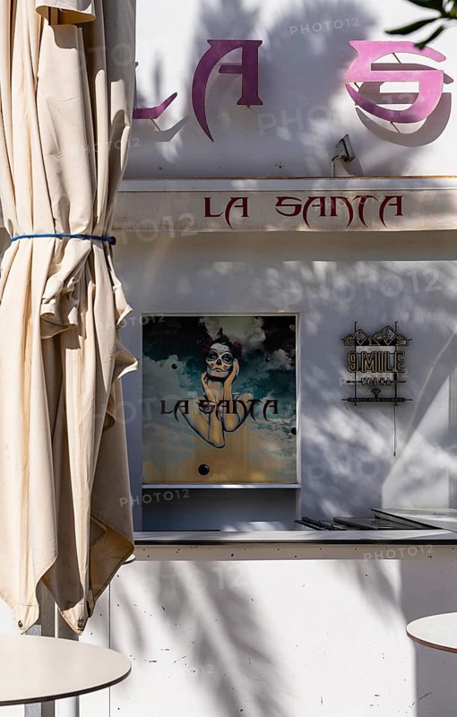 La Santa Bar, still closed, low season in Cala Rajada, Balearic Islands, Majorca, Spain