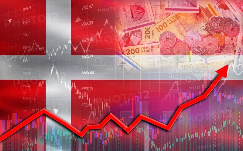 Denmark economic growth on financial graph. Denmark financial growth on market graph