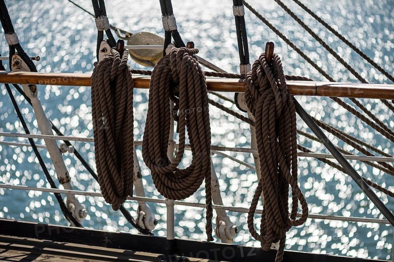 Rigging, steel four-masted barque Pommern, windjammer with jubilee rig, maritime museum, Mariehamm, Åland or Aland Islands, Finland