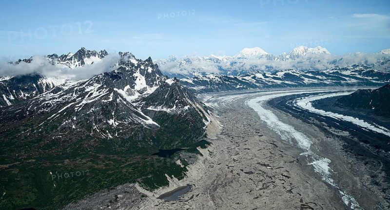 Ruth Glacier, glaciers and mountains of the Alaska Range, Alaska, USA