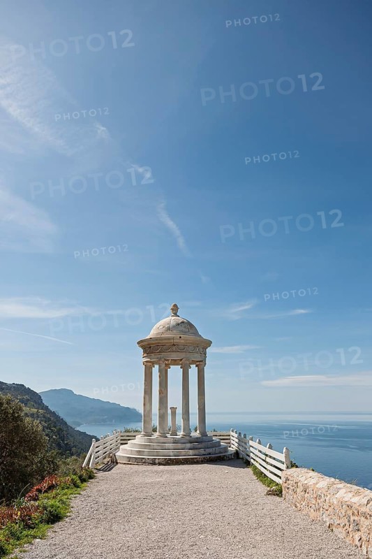 White marble temple at Son Marroig Manor, Serra de Tramuntana, Majorca, Balearic Islands, Spain