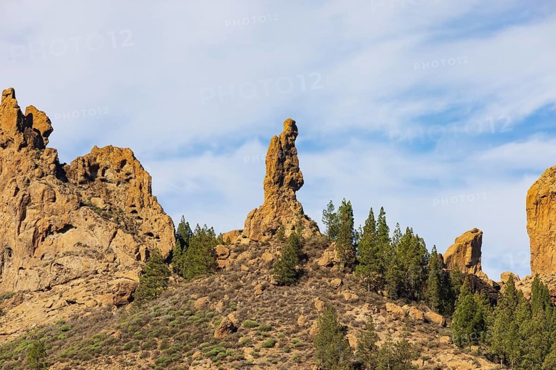 Rural del Nublo nature park Park, Roque Nublo, basalt rock El Fraile, Gran Canaria, Canary Islands, Spain