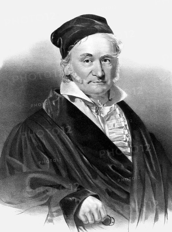 Johann Carl Friedrich Gauss, 1777 - 1855, German mathematician, astronomer and physicist, digitally edited based on a historical painting by Christian Albrecht Jensen, 1840