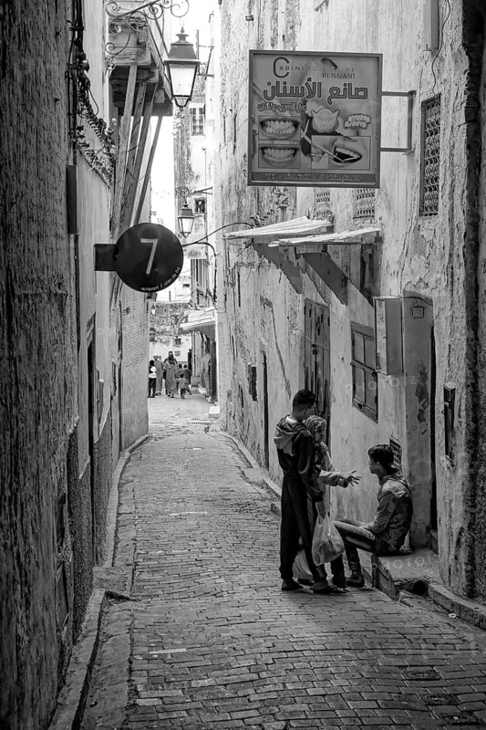 Alley in the old town, b/w photo, black and white, Boulemane, Morocco