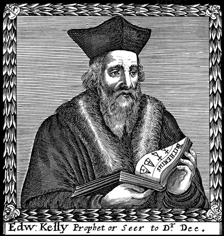 Edward Kelley or Kelly, also known as Edward Talbot, 1555 – 1597/8, an English Renaissance occultist and scryer, working with John Dee in his magical investigations, digitally enhaced based on a historical illustration