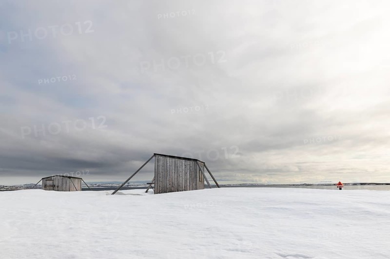 Former research station, wooden hut, Kinvika, Muchinsonfjord, Spitsbergen, Svalbard