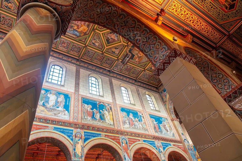Beautiful architecture of St. Mary's Church inside in the old town of Gengenbach in the Black Forest, Germany
