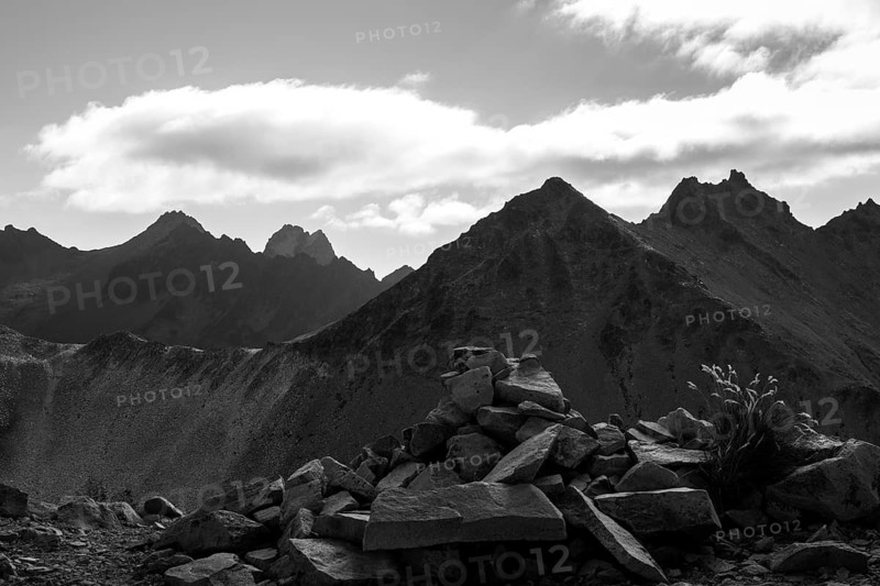 View of the wild mountains of Bariloche, from the right Cerro Manolo, Pico Magnatt and Torre Fino, Patagonia, Andes, Argentina