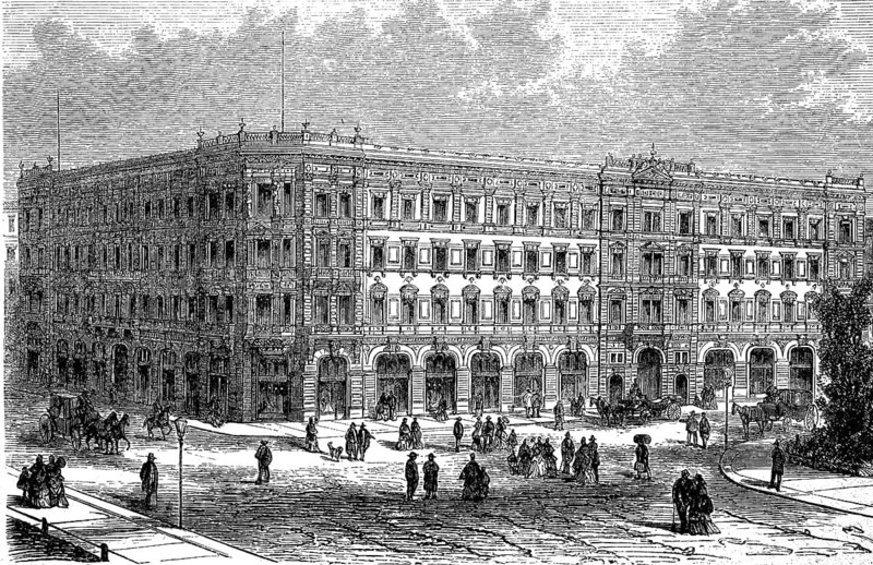 The general German credit institution in Leipzig in Germany, in 1876, historical, digital reproduction of an original from the 19th century