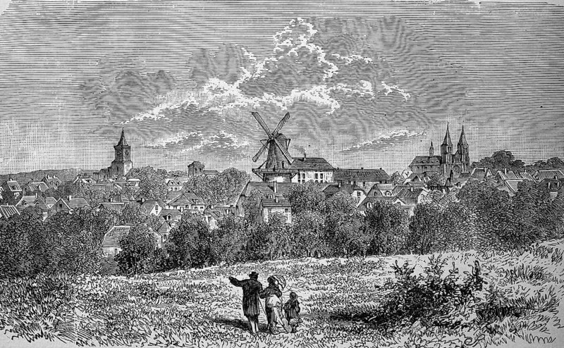 Town of Kleve in North Rhine-Westphalia, Germany, in 1880, Historical, digital reproduction of an original from the 19th century