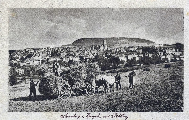 Annaberg in Saxony, town in the Ore Mountains, Erzgebirgskreis, Saxony, postcard, view around 1900 - 1910, historical, digital reproduction of a historical postcard, authentic, public domain, from that time, exact date unknown