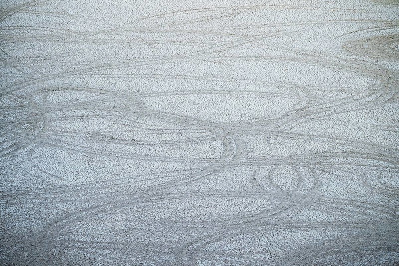 Tire marks in a salt pan, destruction of nature, Namib, Namib Desert, Namib-Naukluft National Park, Namibia