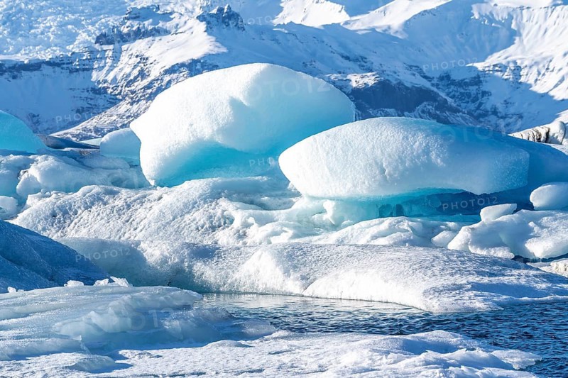 Beautiful landscape with floating icebergs in Jokulsarlon glacier lagoon in Iceland