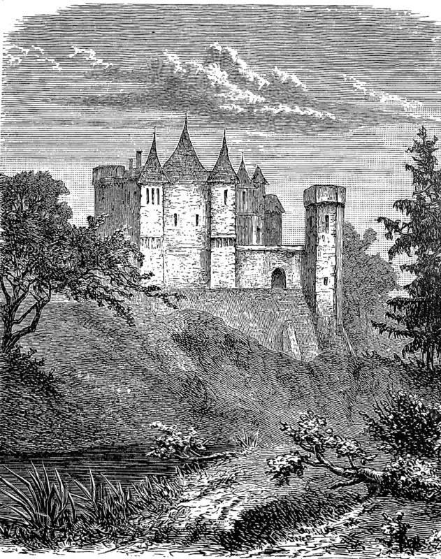 Abbotsford Castle in the south of Scotland, built for the Scottish writer Walter Scott, Historical, digital reproduction of an original from the 19th century