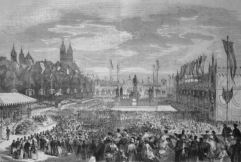 Inauguration ceremony for the Luther Monument in Worms on 25 June 1868, Germany, Historical, digitally restored reproduction of a 19th century original