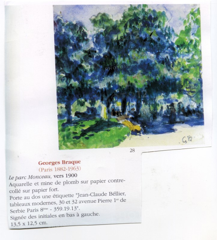 Tableau de Georges Braque : "Le parc Monceau", vers 1900