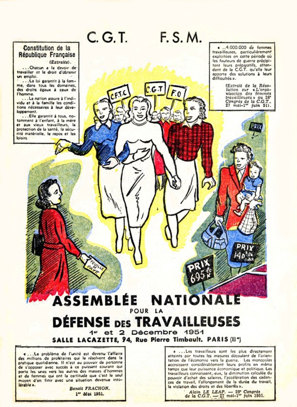 Tract préparant l'Assemblée nationale pour la défense des travailleuses, 1951