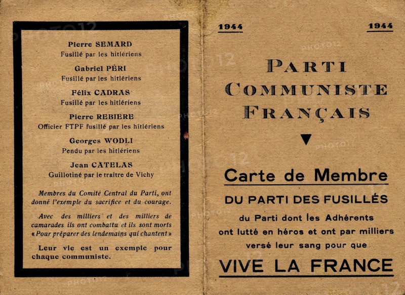 Membership card of the French communist party
