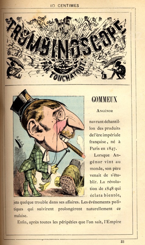 Caricature sur les gommeux, in : "Le Trombinoscope"