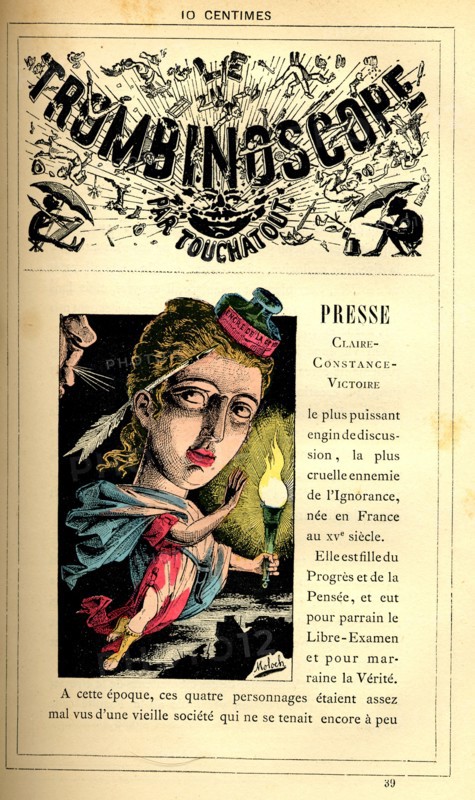 Caricature sur la presse, in : "Le Trombinoscope"