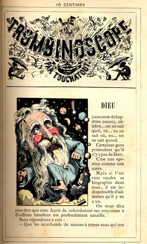 Caricature de Dieu, in : "Le Trombinoscope"