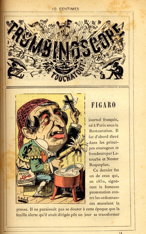 Caricature of the newspaper "Le Figaro", in : "Le Trombinoscope"