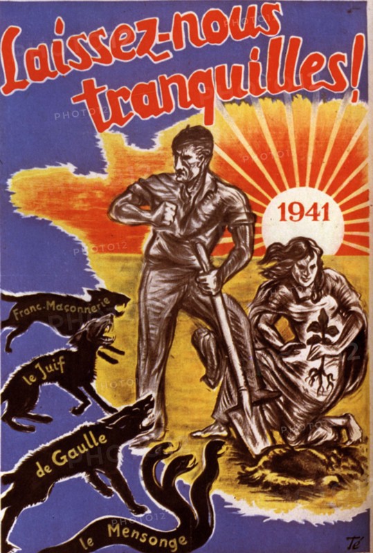 Affiche contre la franc-maçonnerie, les juifs, De Gaulle et le mensonge